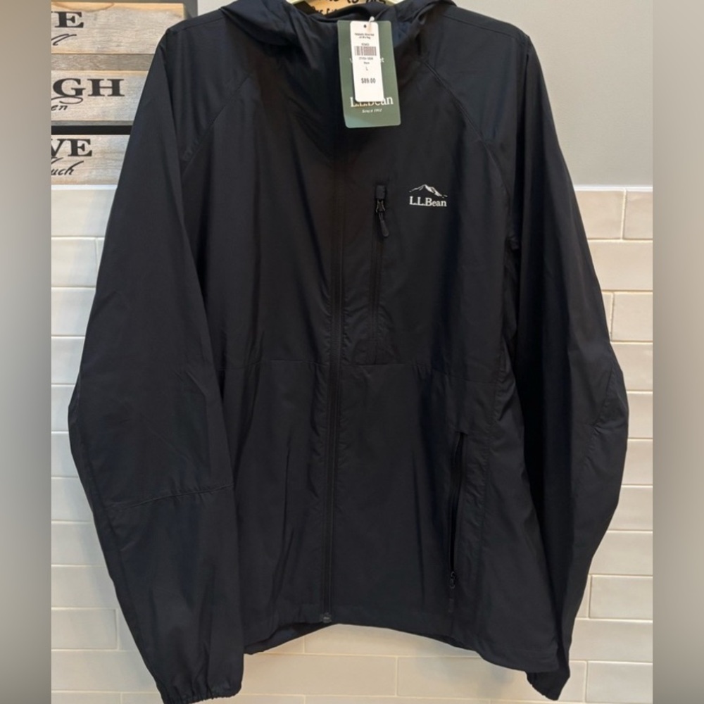 LL Bean Katabatic Wind Jacket Men’s L Black NWT Hooded
